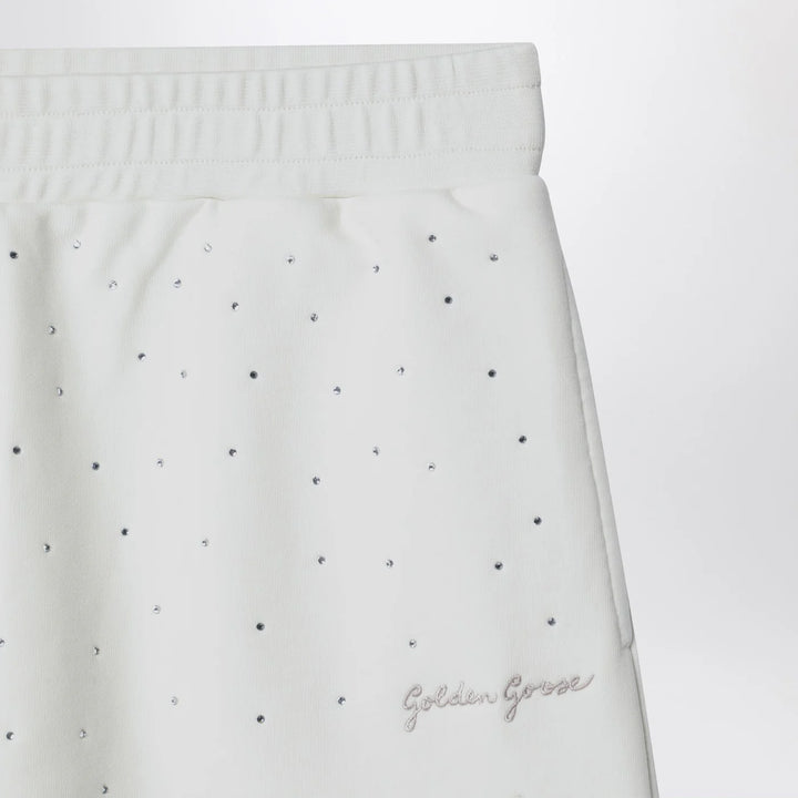 Golden Goose - White cotton mini skirt with rhinestones