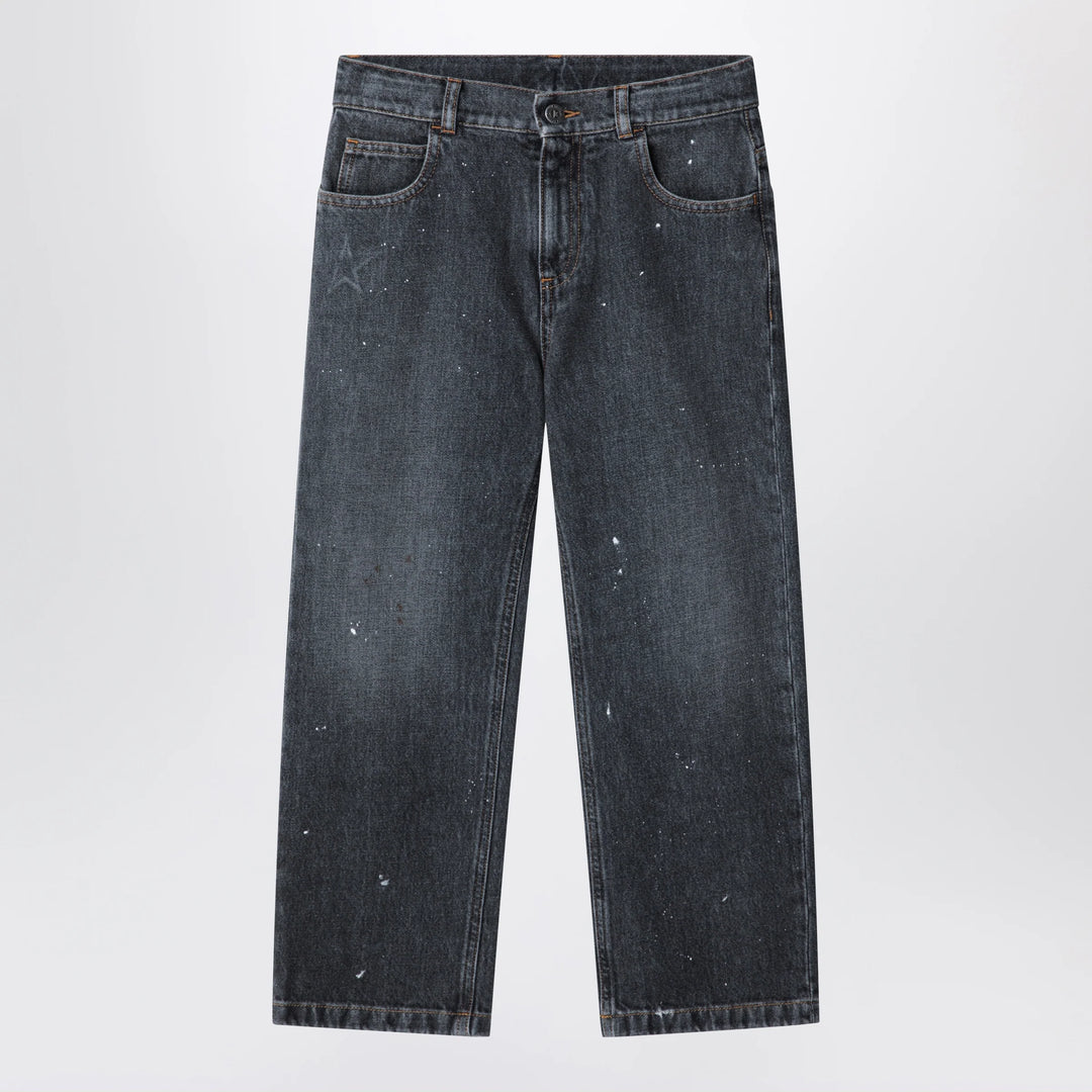 Golden Goose - Black jeans in faded denim with splashes