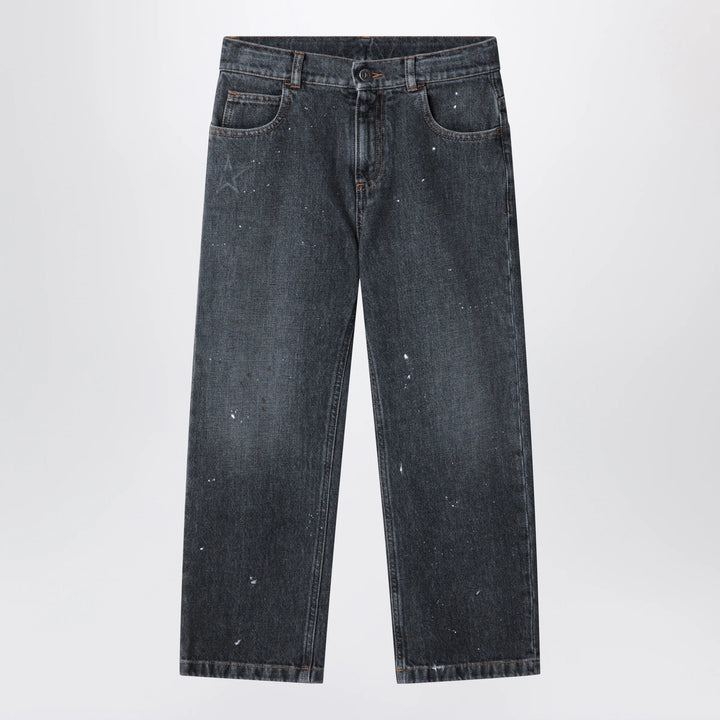 Golden Goose - Black jeans in faded denim with splashes