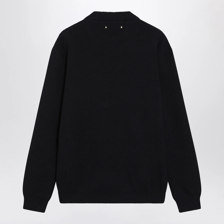 Golden Goose - Dark Blue Cotton-Blend Sweater with Distressed Effect