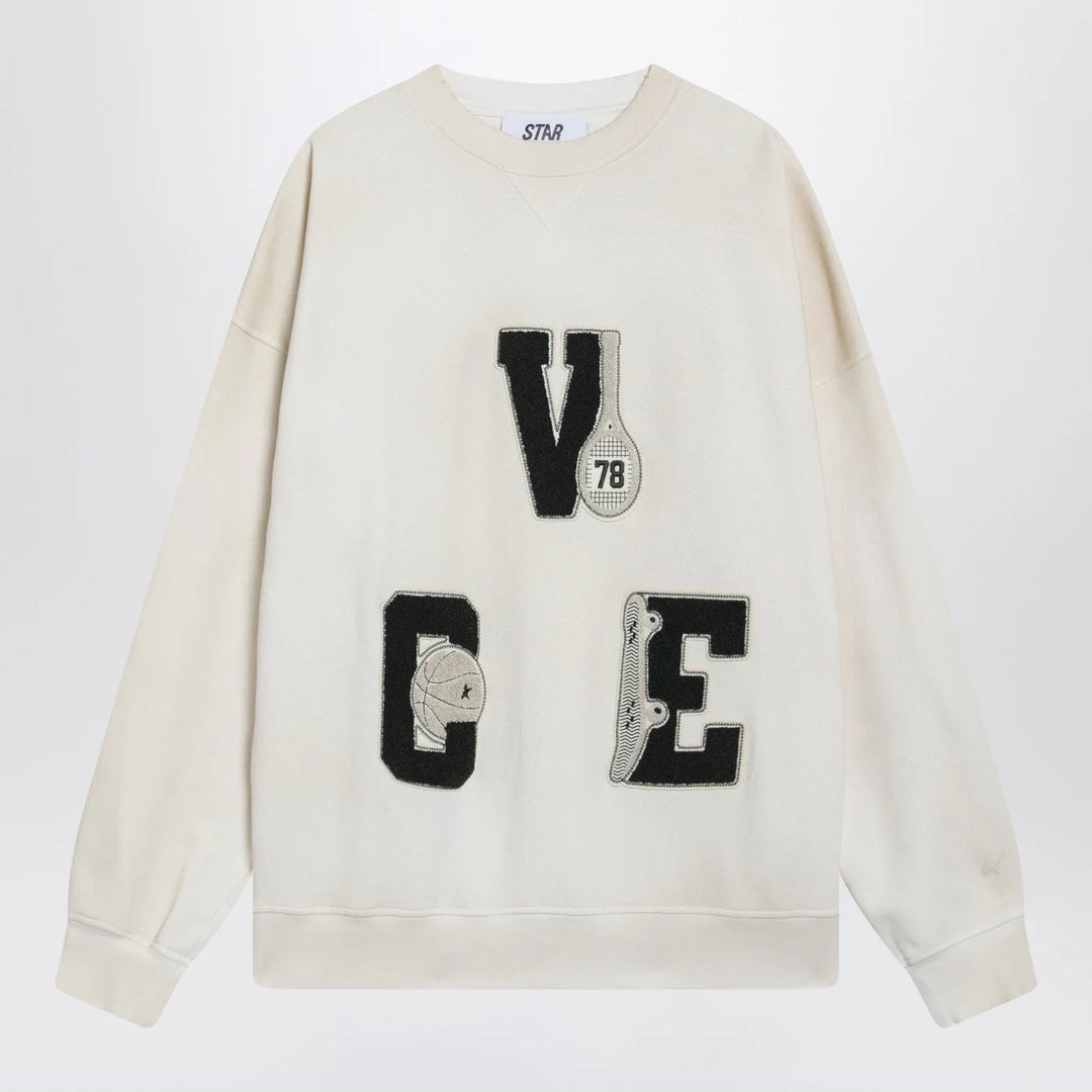 Golden Goose - White crewneck sweatshirt with patches