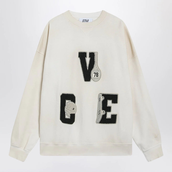 Golden Goose - White crewneck sweatshirt with patches