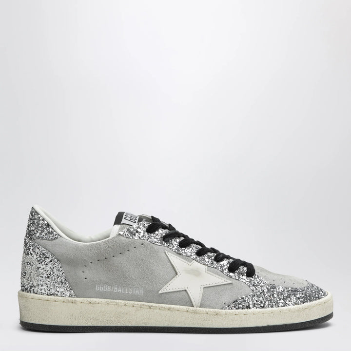 Golden Goose - Ball Star sneakers in grey/white with silver glitter