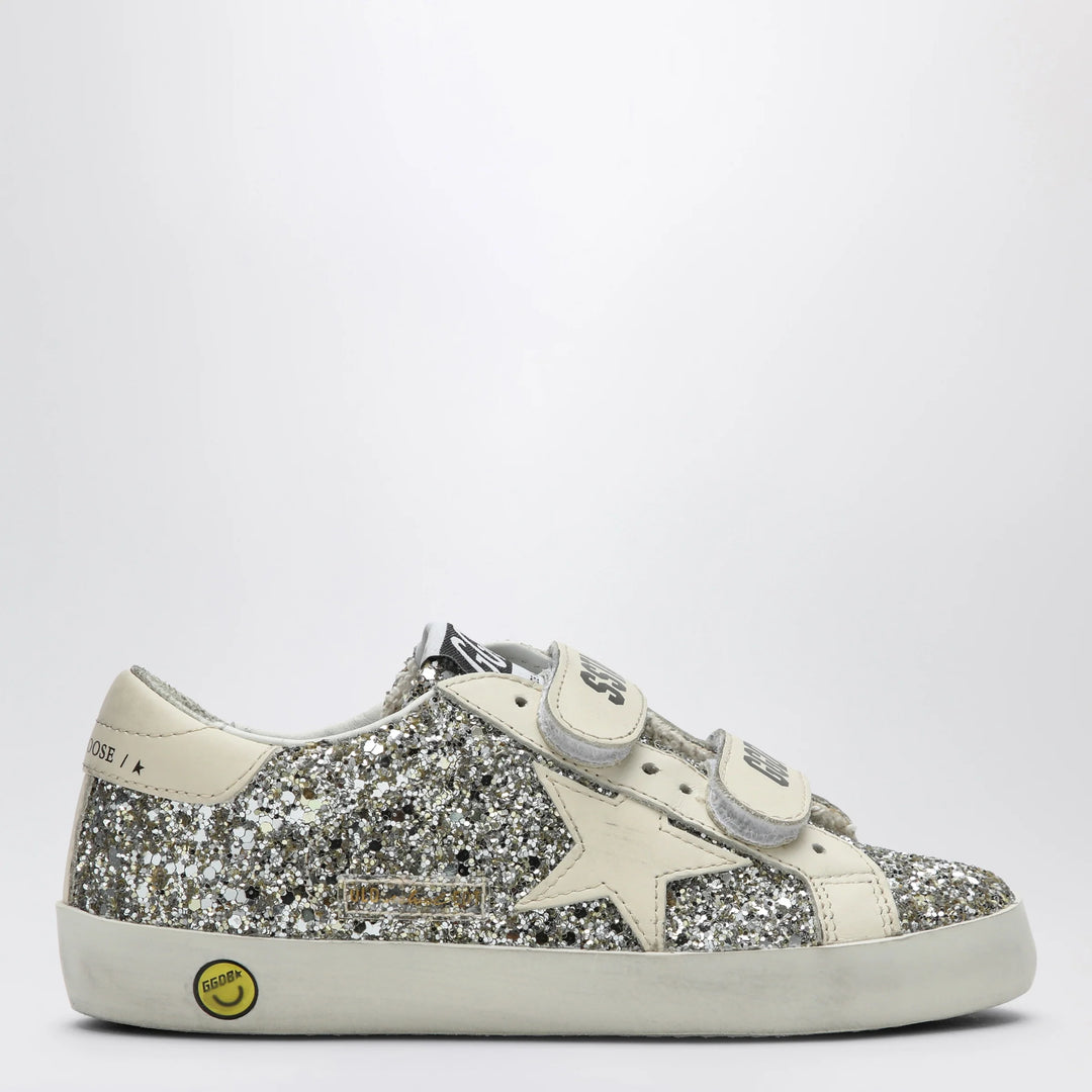 Golden Goose - Old School sneaker in platinum/cream glitter