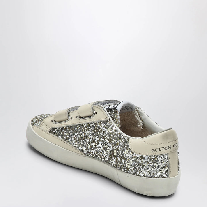 Golden Goose - Old School sneaker in platinum/cream glitter