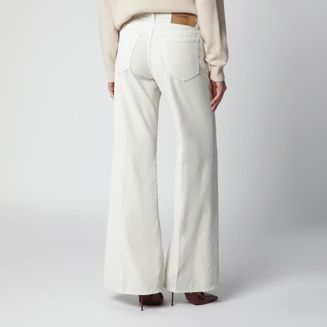 HAIKURE - Velvet cotton trousers in snow