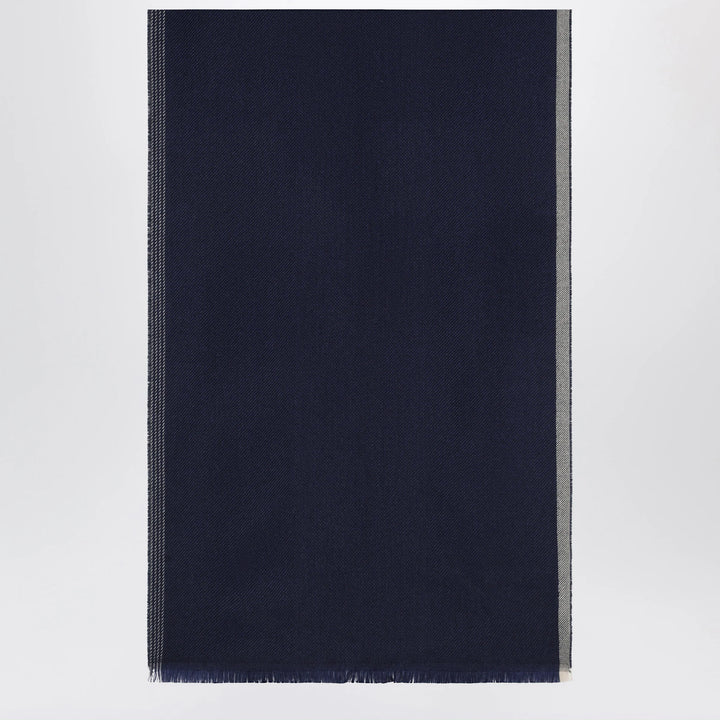 Brunello Cucinelli - Blue/Brown/Grey Wool and Cashmere Scarf