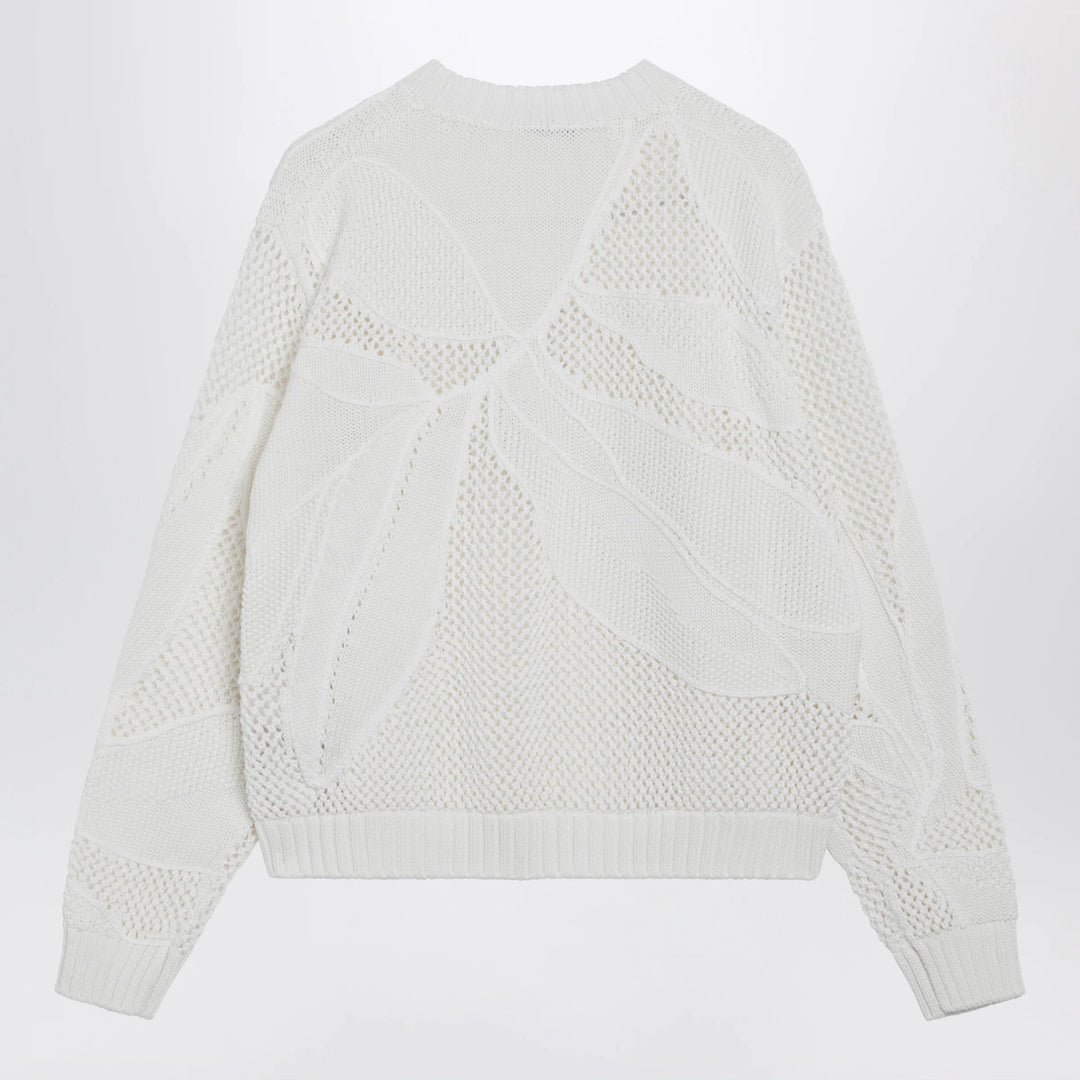 Max Mara - Embroidered cotton crewneck sweater in white