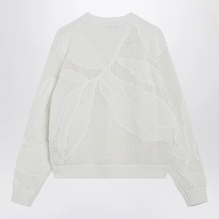 Max Mara - Embroidered cotton crewneck sweater in white