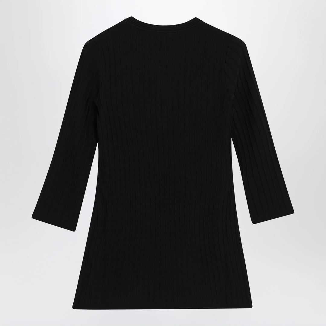 Max Mara - Ribbed crewneck sweater in crêpe viscose, black
