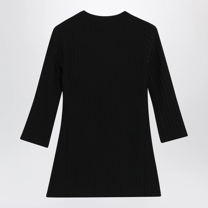 Max Mara - Ribbed crewneck sweater in crêpe viscose, black