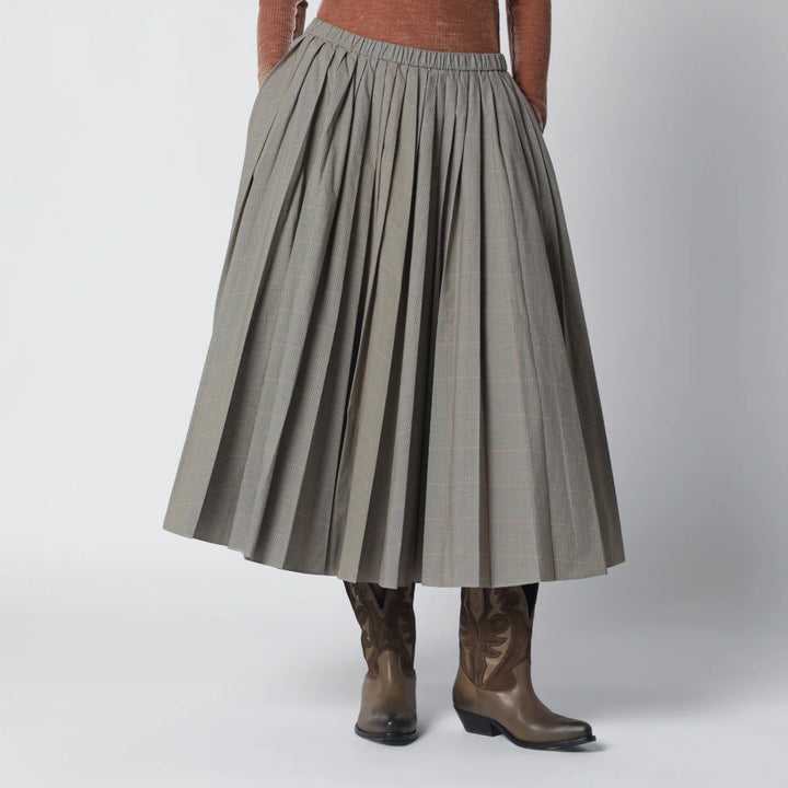 6397 - Checked pleated midi skirt
