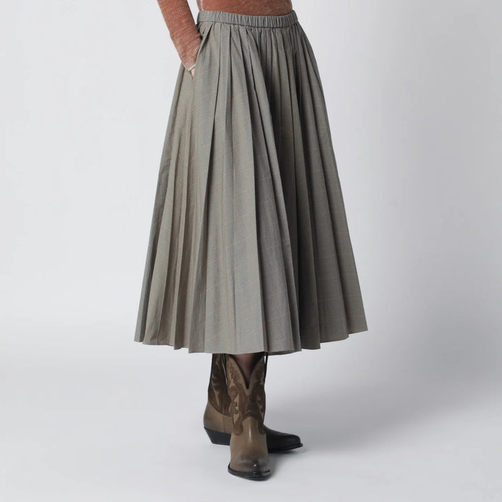 6397 - Checked pleated midi skirt