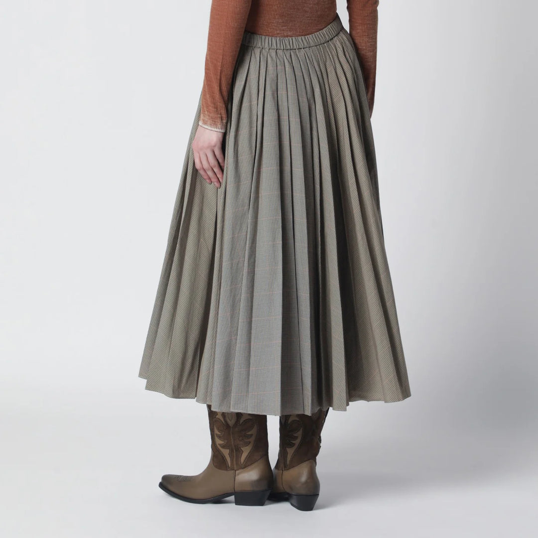 6397 - Checked pleated midi skirt