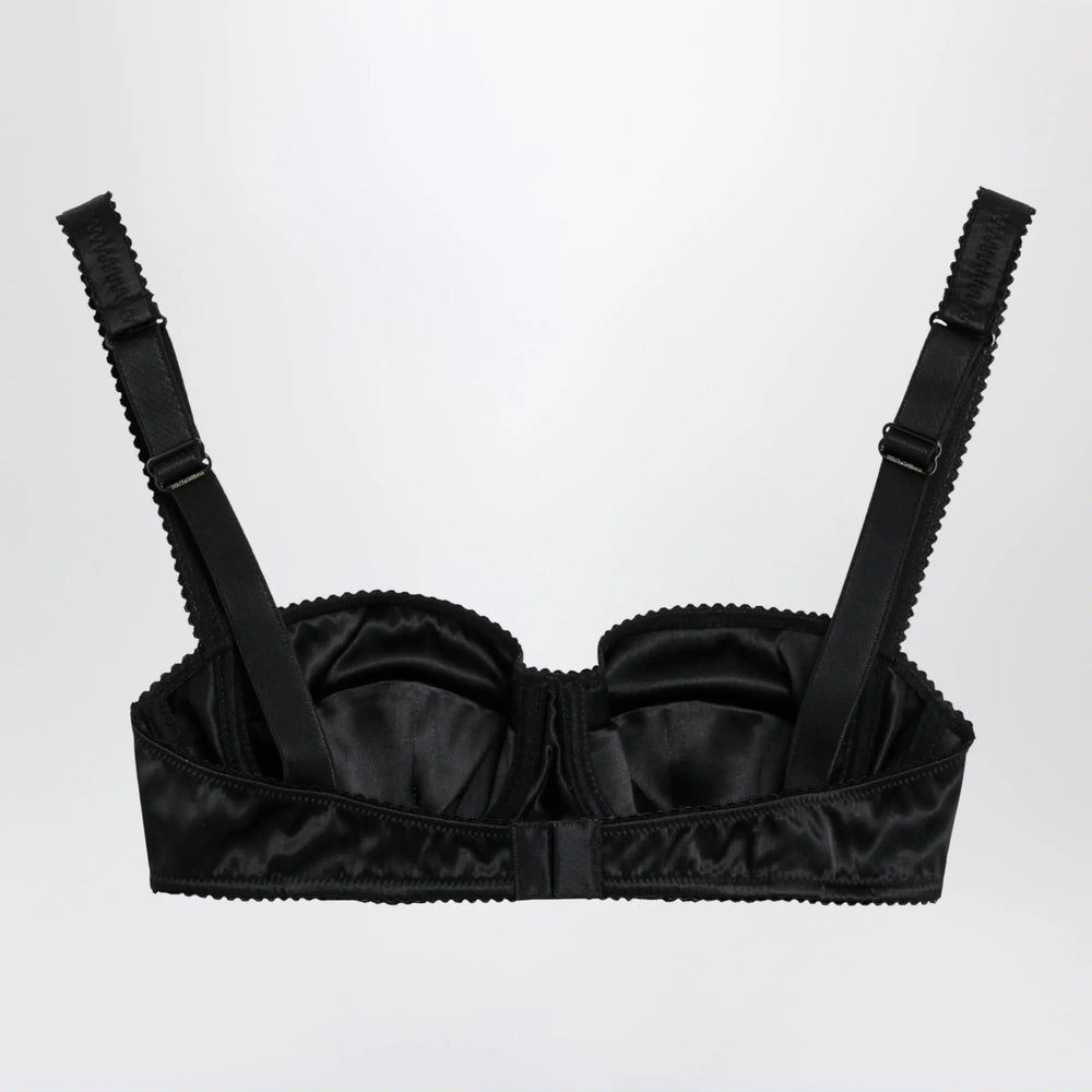 Dolce&Gabbana - Balconette bra in stretch silk satin, black Brand Apparel & Accessories