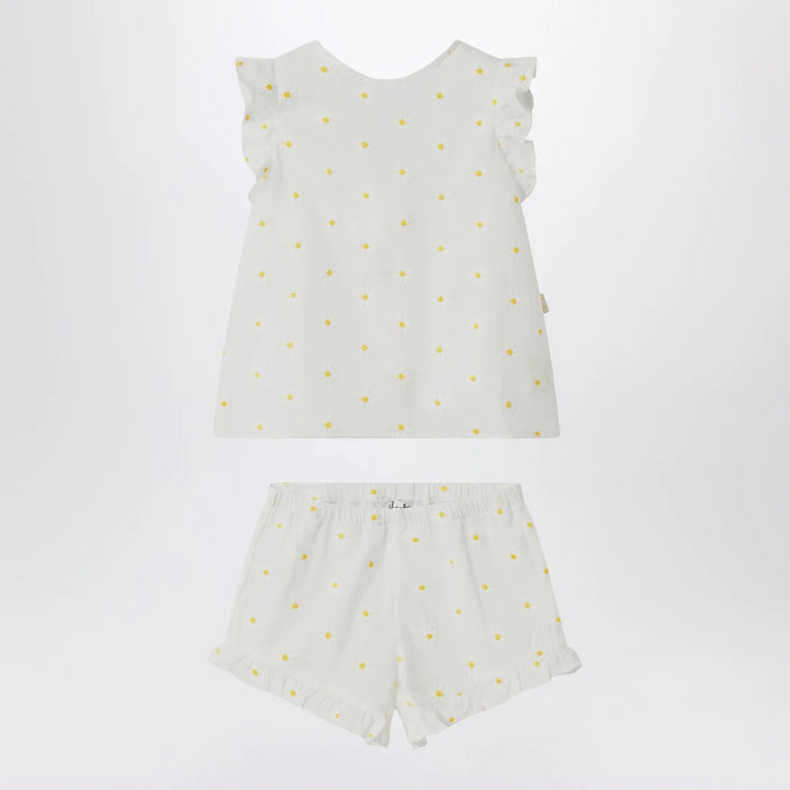 Il Gufo - Two-piece white set with floral embroidery