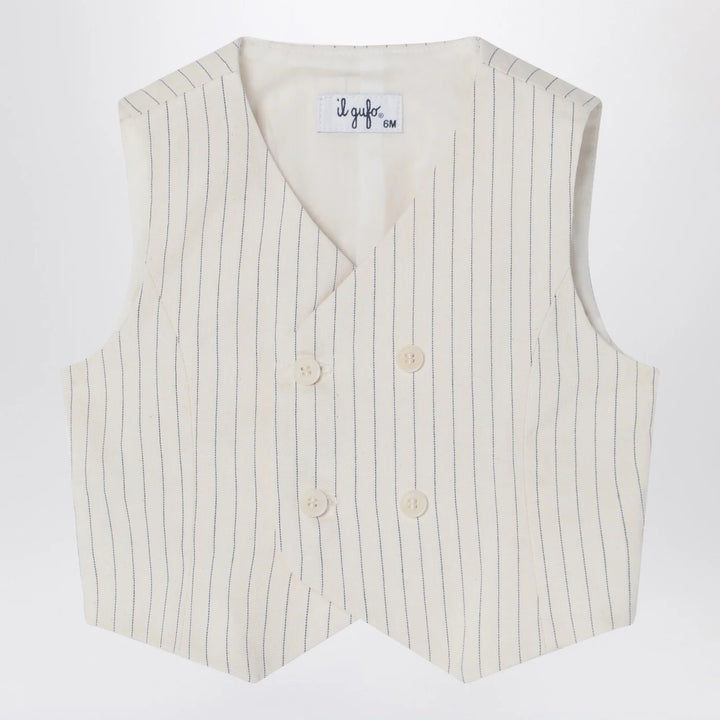Il Gufo - Double-breasted vest in pinstriped cotton