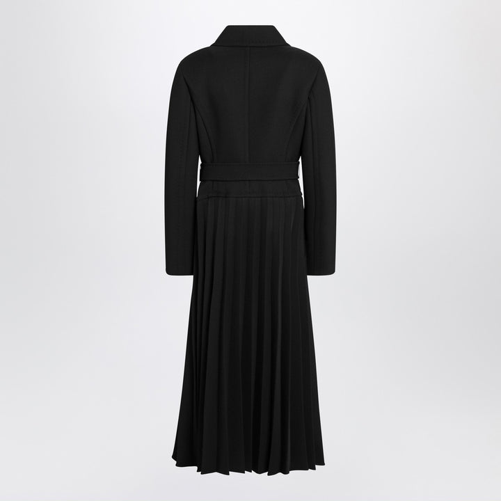 Max Mara Atelier Black pleated redingote coat in technical fabric