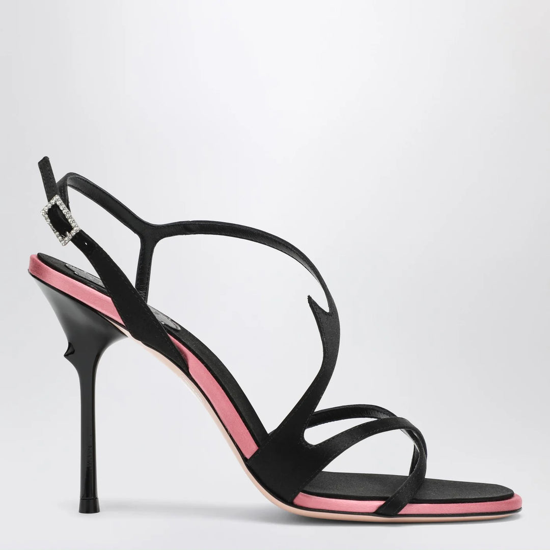 ROGER VIVIER - Black satin heeled sandals