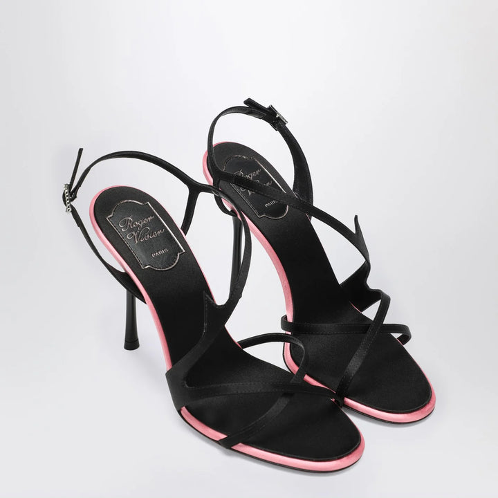 ROGER VIVIER - Black satin heeled sandals