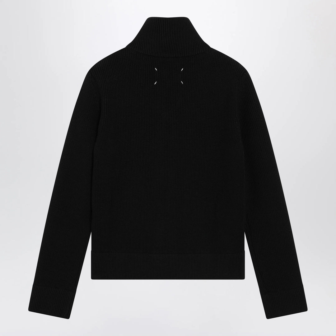 Maison Margiela - Black wool-blend zip cardigan