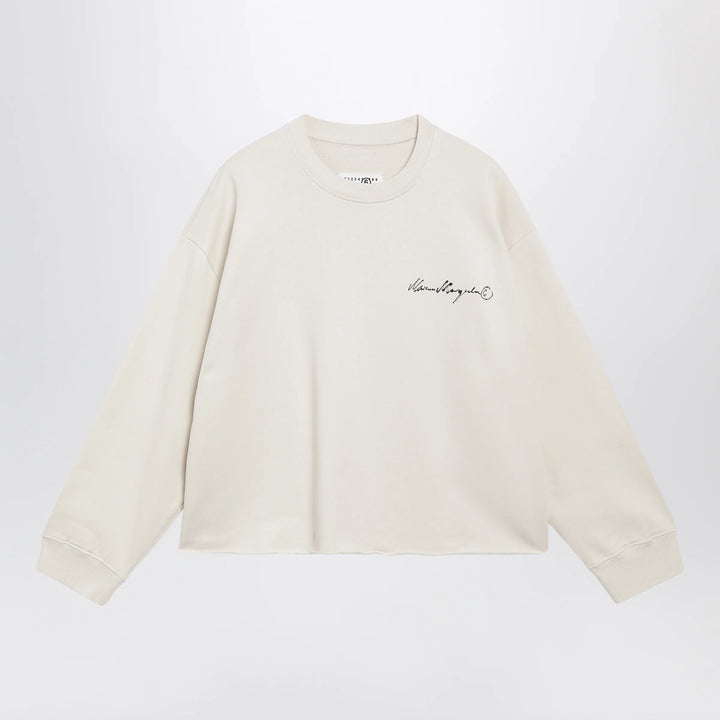 MM6 Maison Margiela - Écru fleece sweatshirt with logo print