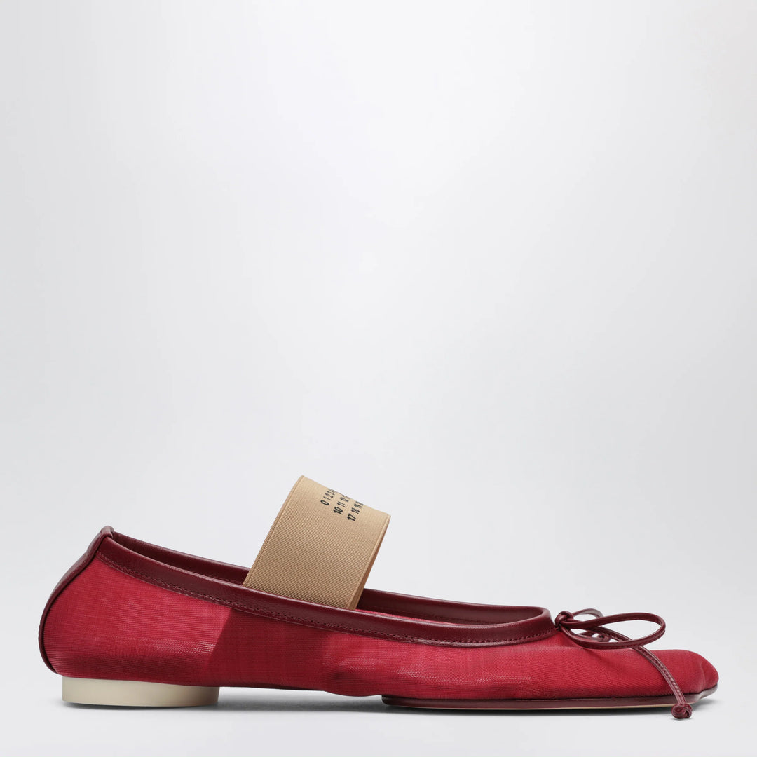 MM6 Maison Margiela - Numeric Anatomic Ballet Flats with Transparent Finish in Red