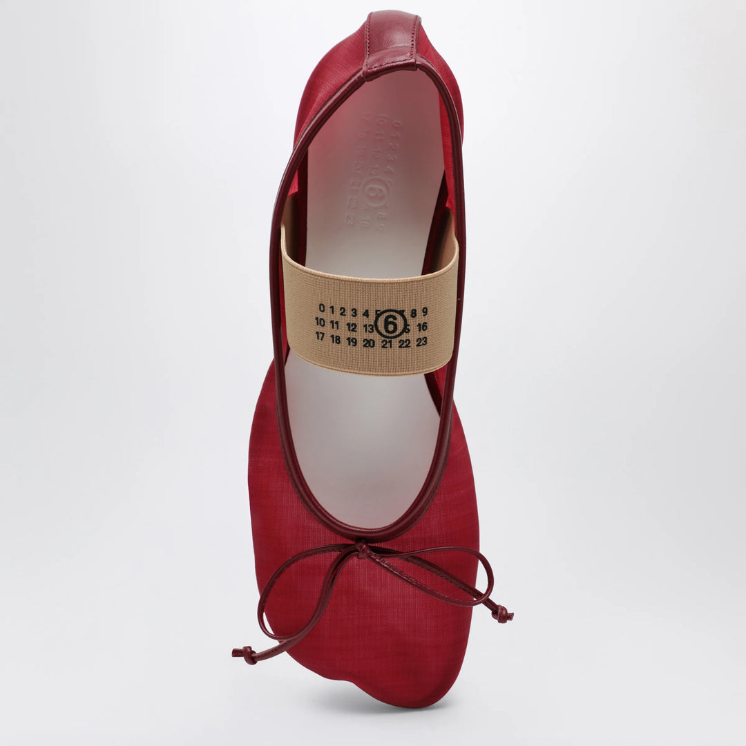 MM6 Maison Margiela - Numeric Anatomic Ballet Flats with Transparent Finish in Red