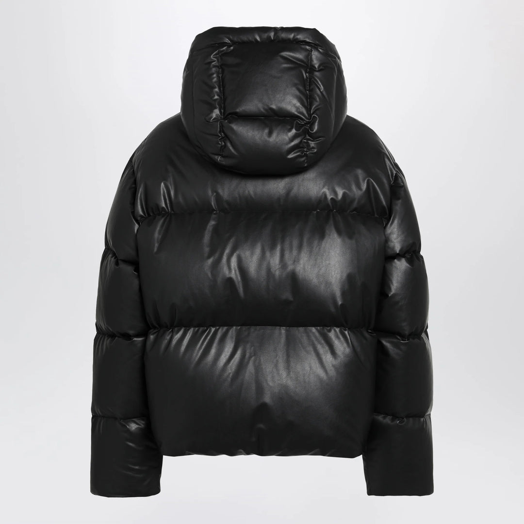 MM6 Maison Margiela - Hooded down jacket in glossy leather black