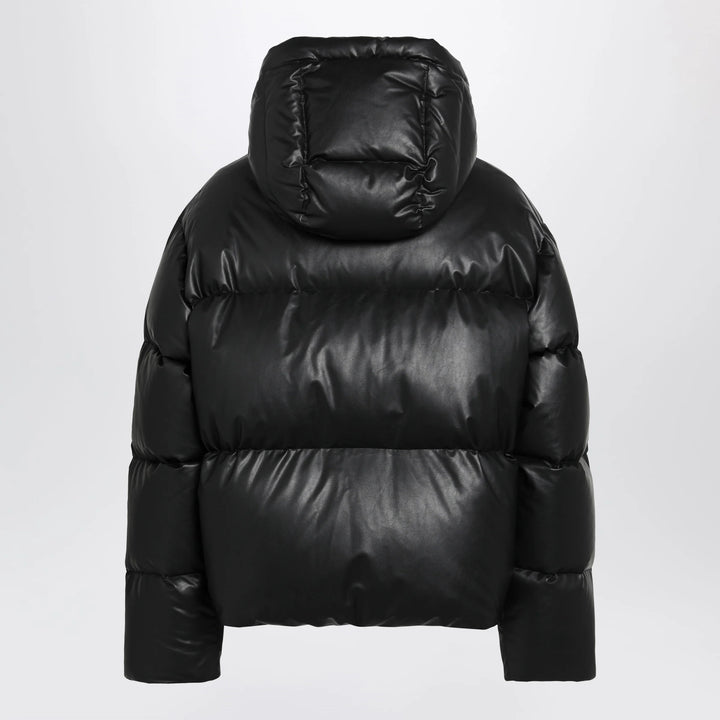 MM6 Maison Margiela - Hooded down jacket in glossy leather black