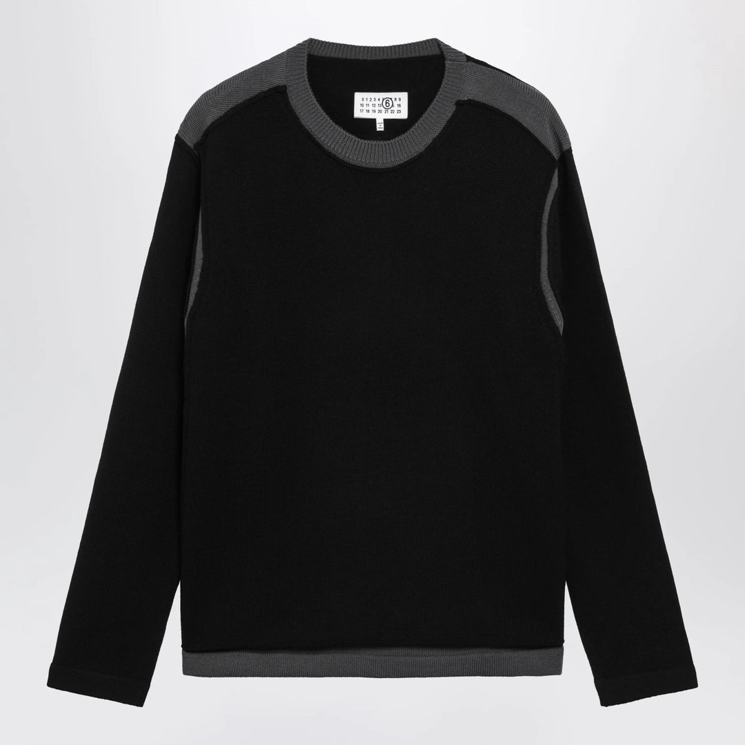 MM6 Maison Margiela - Asymmetrical crewneck sweater in black and grey