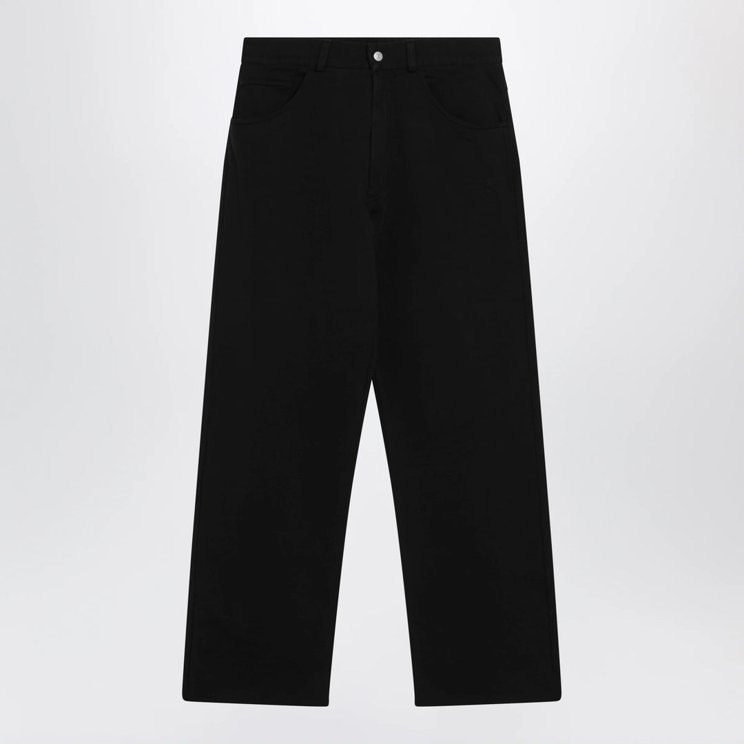 MM6 Maison Margiela - Wide-leg cotton trousers with embroidered logo, black