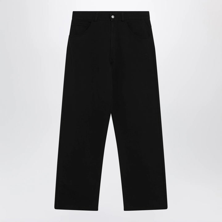 MM6 Maison Margiela - Wide-leg cotton trousers with embroidered logo, black