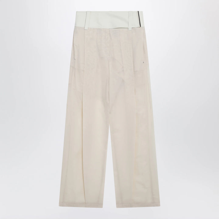 Sportmax - Wide-leg trousers in ecru organza cotton voile