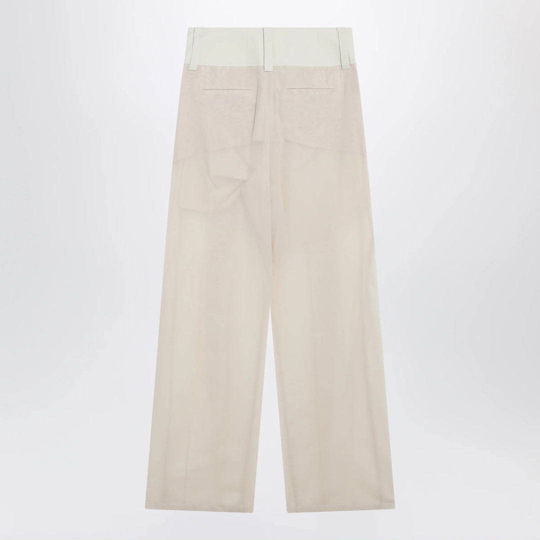Sportmax - Wide-leg trousers in ecru organza cotton voile
