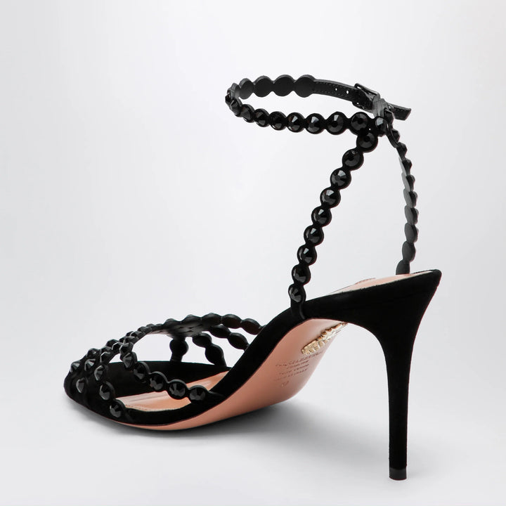Aquazzura - Tequila black sandals in suede with crystals