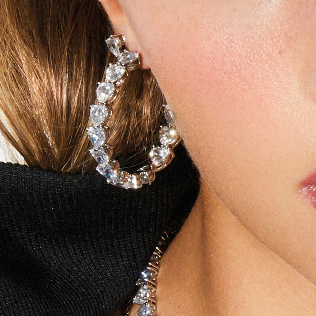 Chiara Ferragni 钻石心形白色心形圈形耳环