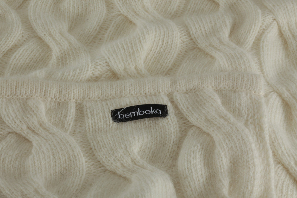 Bemboka ANGORA & MERINO WOOL THROWS 130x230cm Natural Bemboka Chunky Cable Angora & Merino Wool Throw - Pre-Shrunk Brand