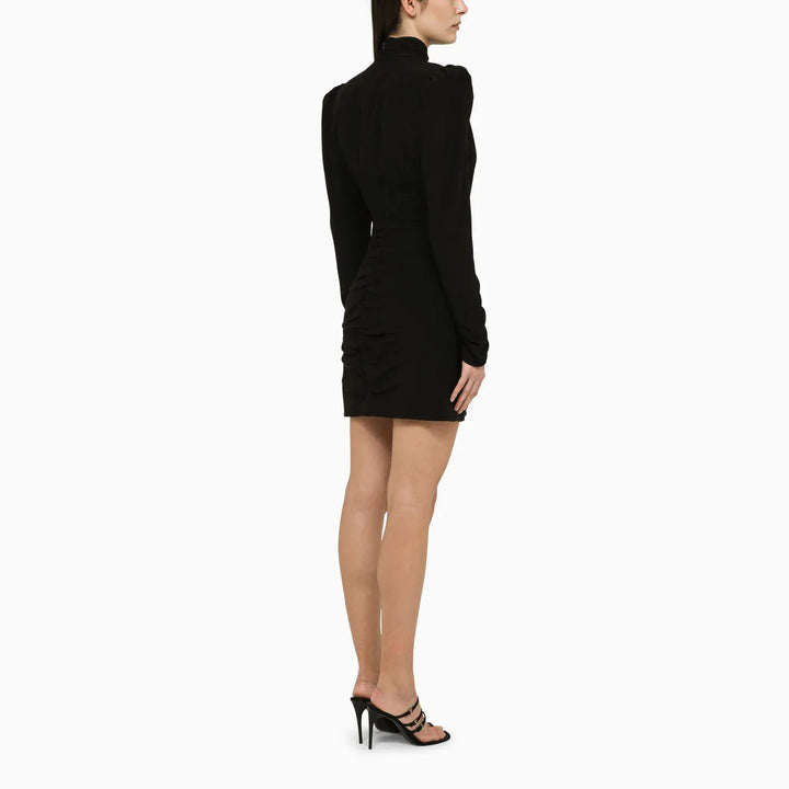 Alessandra Rich - Black draped silk minidress Brand Apparel &amp; Accessories 44  IT