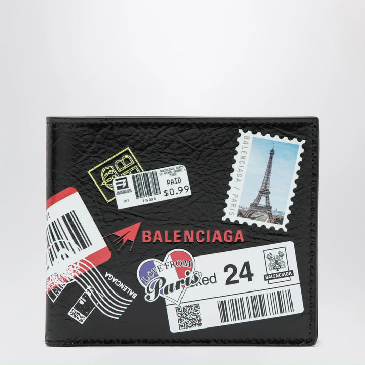Balenciaga - Cash folded square lambskin wallet in black Brand Apparel &amp; Accessories TU