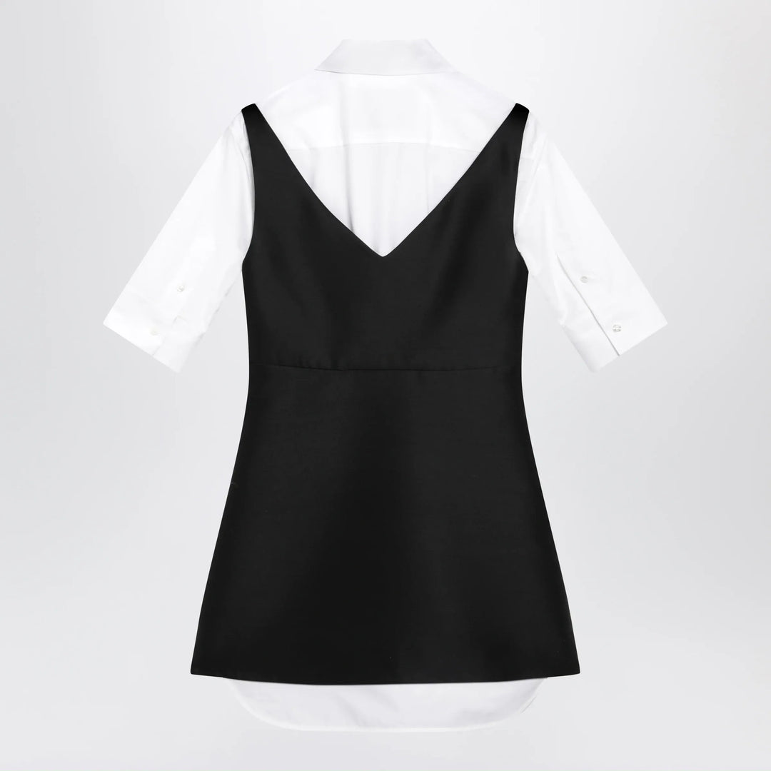Balenciaga - Hybrid chemisier mini dress in wool and silk black Brand Apparel &amp; Accessories