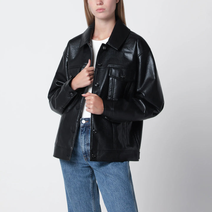 ANINE BING - Black regenerated leather jacket Brand Apparel &amp; Accessories > Clothing > Outerwear > Coats &amp; Jackets XS