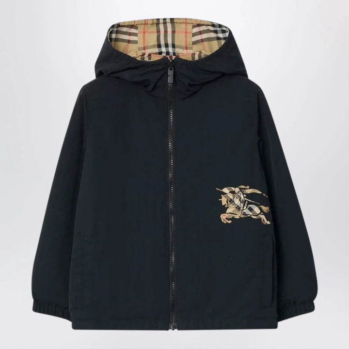 Burberry - Reversible check hooded nylon jacket in sand Brand Apparel &amp; Accessories > Clothing > Outerwear > Coats &amp; Jackets 6Y