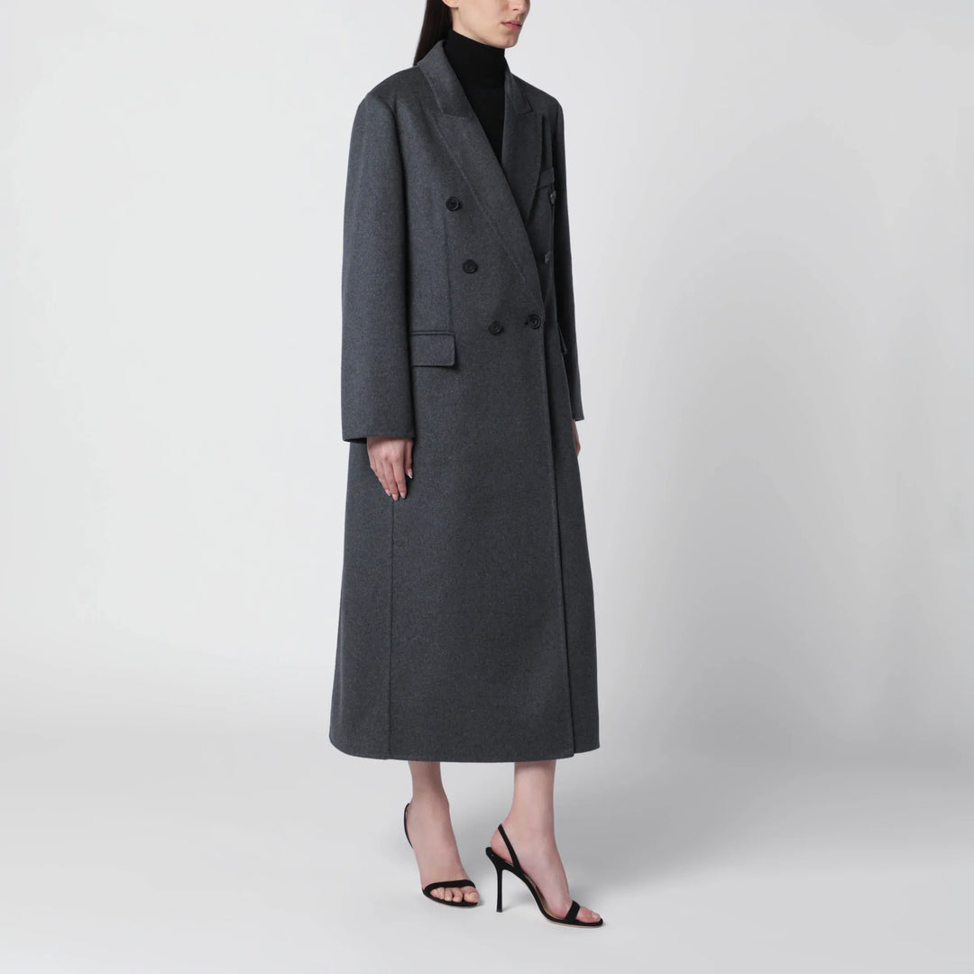 Victoria Beckham - Double-breasted coat in grey mélange wool and cashmere Brand Apparel &amp; Accessories > Clothing > Outerwear > Coats &amp; Jackets 6 UK