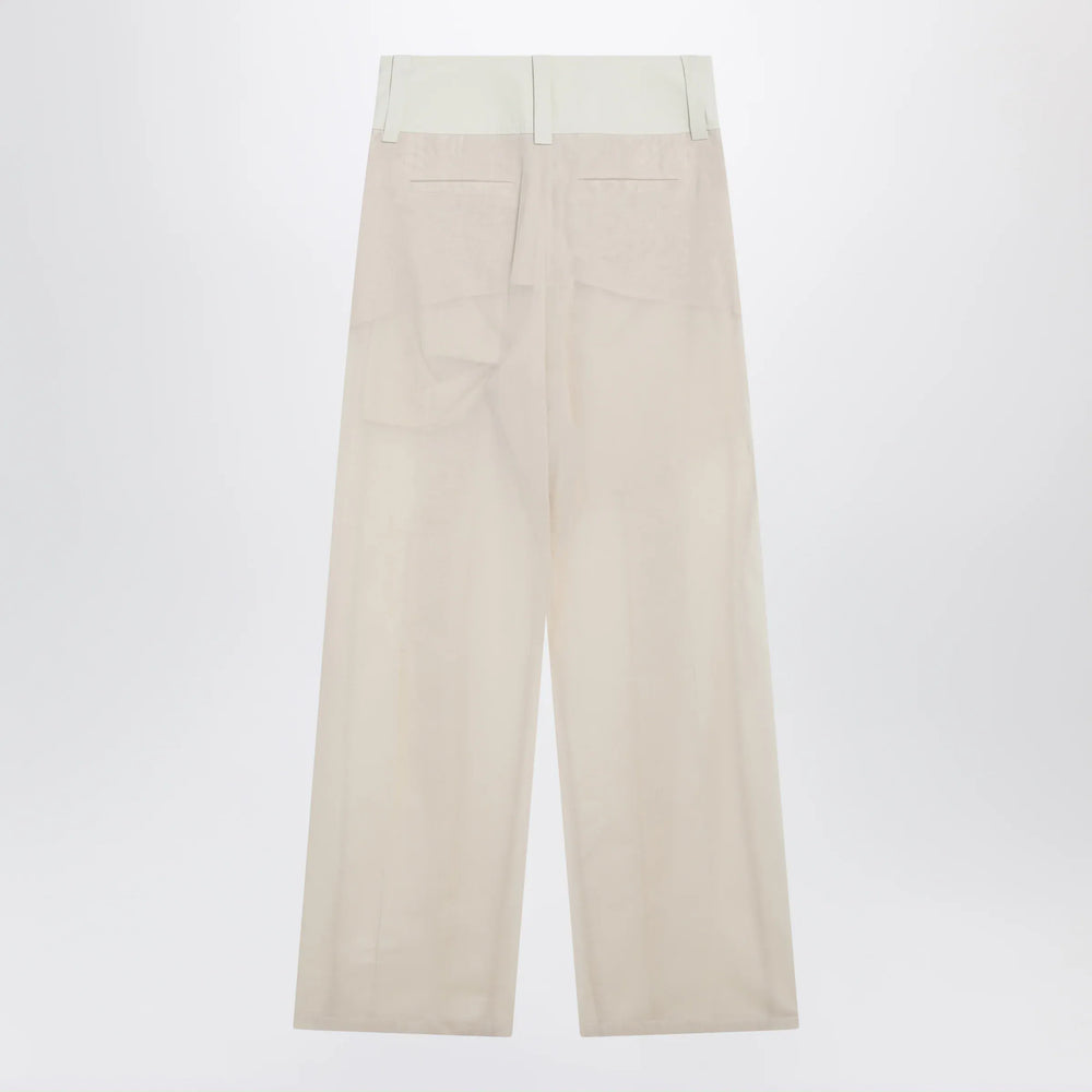 Sportmax - Wide-leg trousers in ecru organza cotton voile Brand Apparel & Accessories > Clothing > Pants