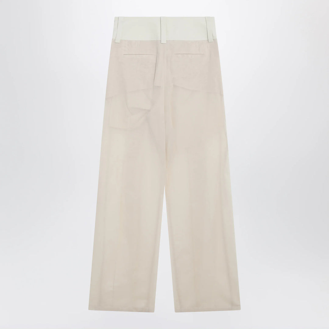 Sportmax - Wide-leg trousers in ecru organza cotton voile Brand Apparel &amp; Accessories > Clothing > Pants