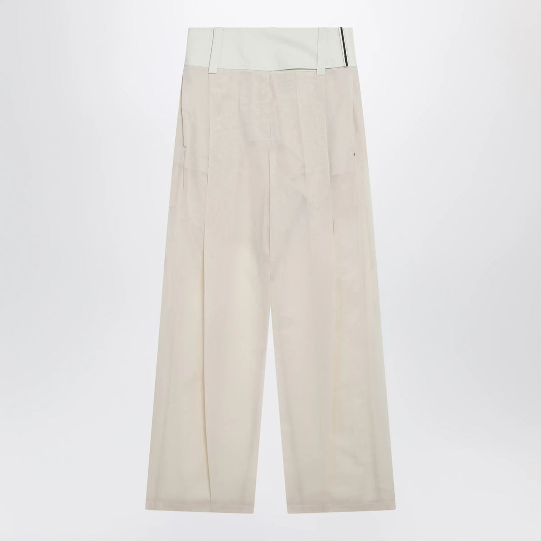 Sportmax - Wide-leg trousers in ecru organza cotton voile Brand Apparel & Accessories > Clothing > Pants 40  IT