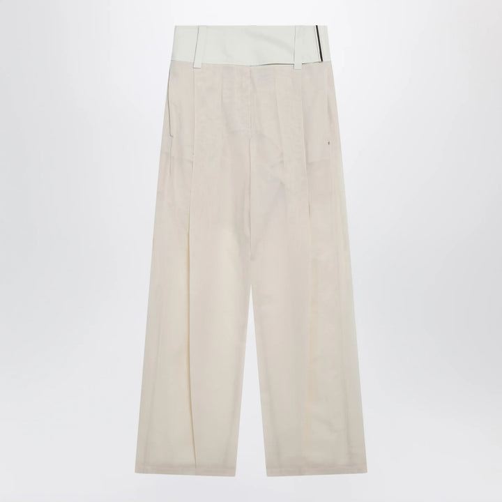 Sportmax - Wide-leg trousers in ecru organza cotton voile Brand Apparel &amp; Accessories > Clothing > Pants 40  IT