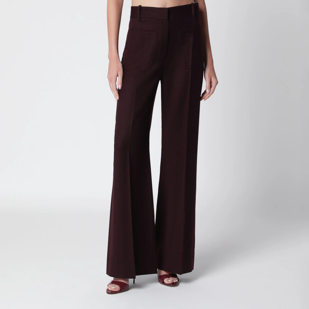 Victoria Beckham - Dark Acai purple virgin wool flannel trousers Brand Apparel & Accessories > Clothing > Pants 6 UK