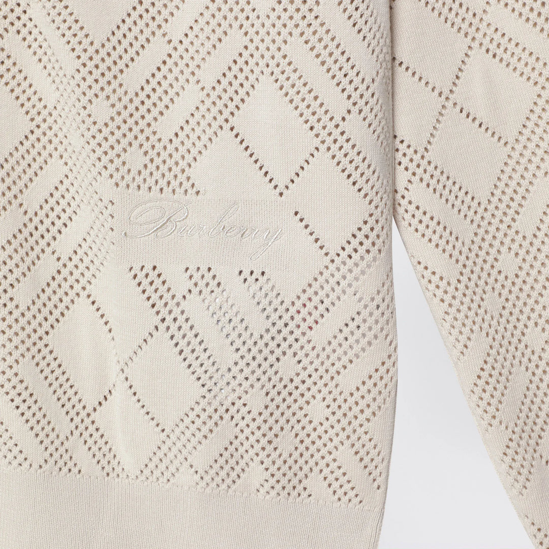 Burberry - Openwork cotton cardigan in light beige Brand Apparel &amp; Accessories > Clothing > Shirts &amp; Tops